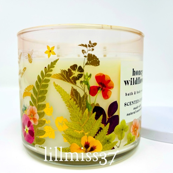 HONEY WILDFLOWER BRAND NEW BATH AND BODY WORKS 3 WICK CANDLE - Picture 4 of 8